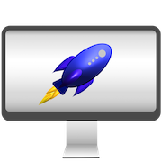 Website graphic with rocket ship